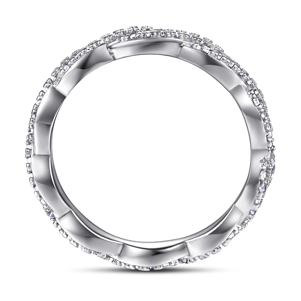 Trendy Eternity Finger Ring in S925 Silver with Moissanite